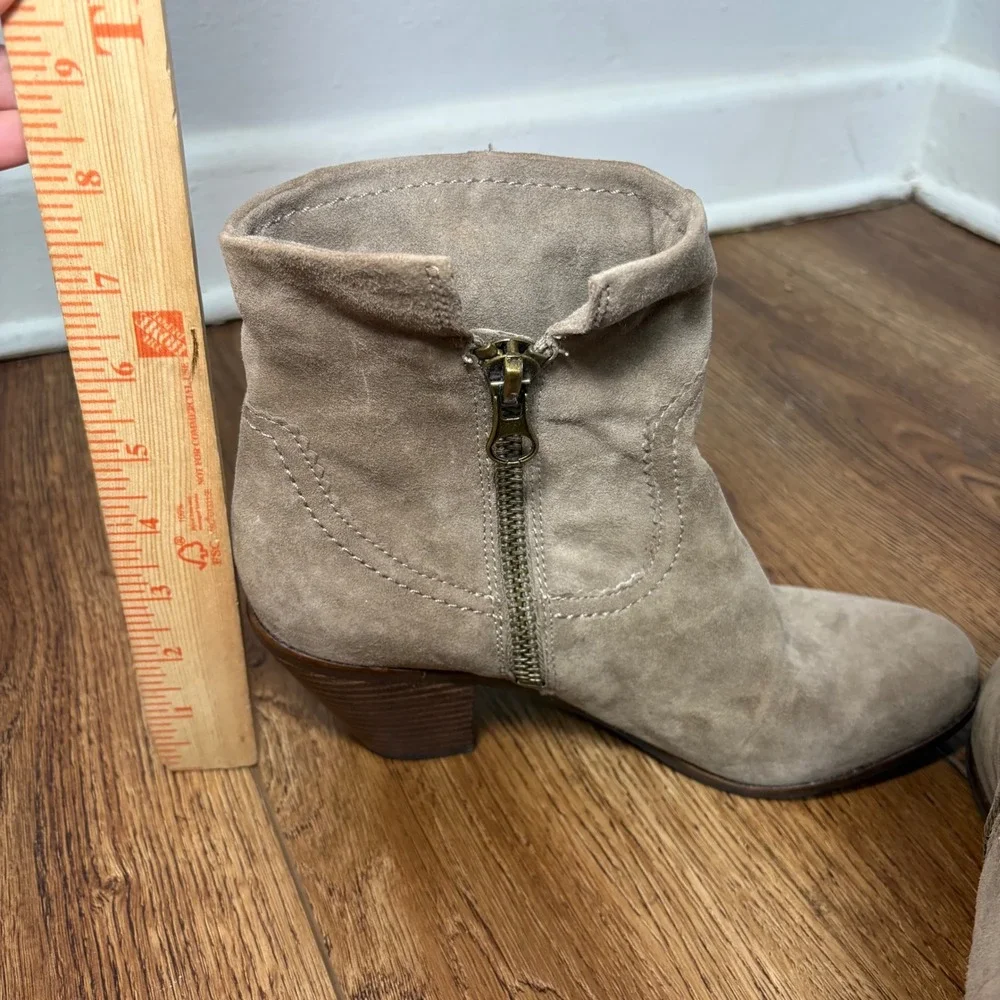 Sam Edelman Louie Tan Suede Fringe Ankle Boots Womens 10 M Western Festival Boho